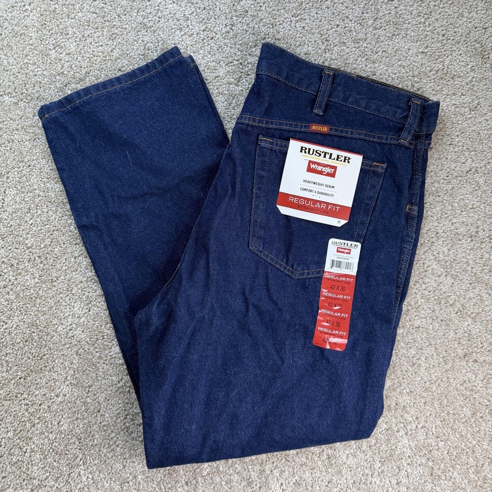 Rustler Jeans Mens 40x30 Dark Wash Blue Denim Regular Straight Comfort Pants